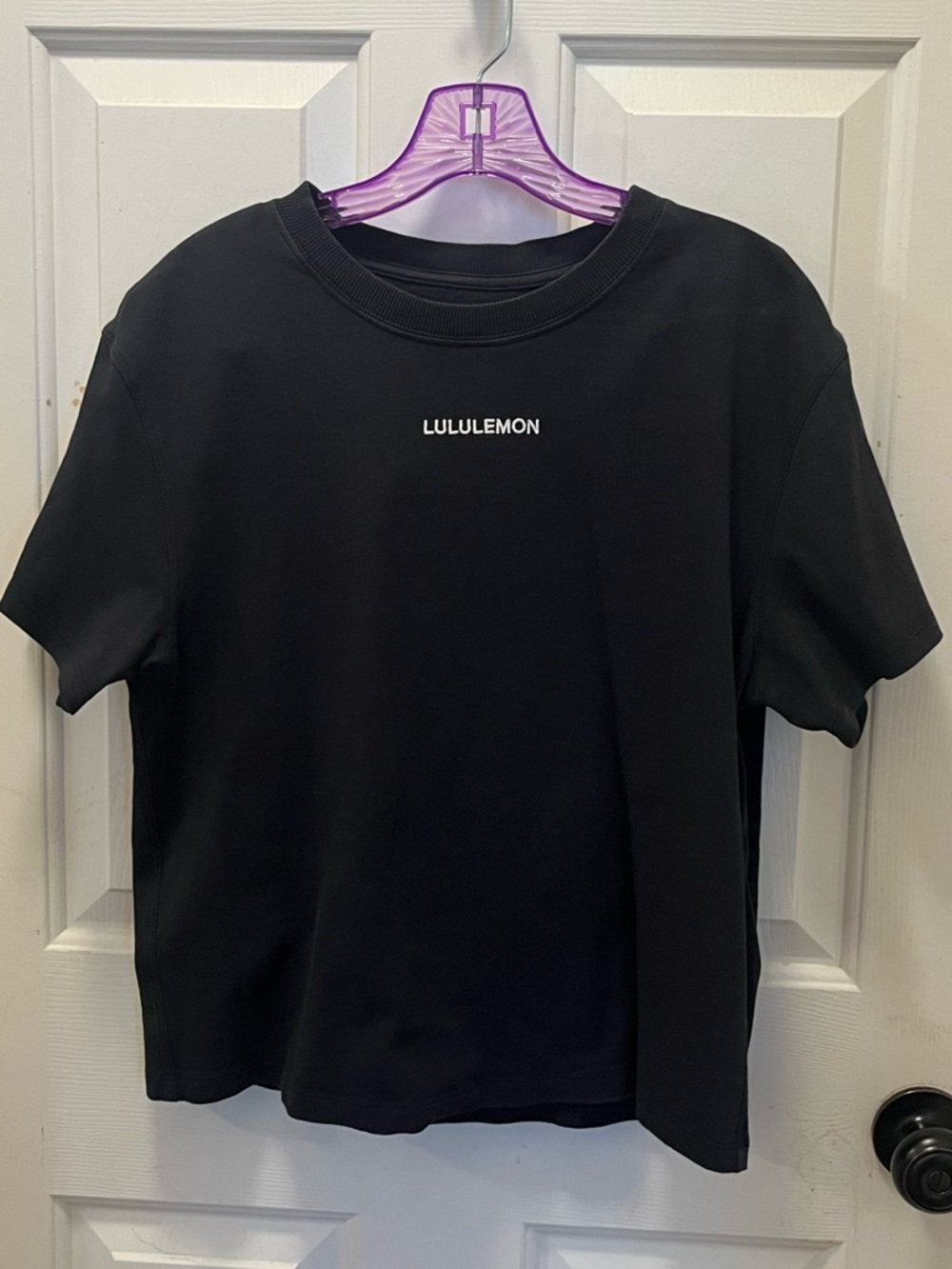 🍋 EUC Lululemon Relaxed-Fit Cotton Jersey Embroidered Wordmark T-Shirt - Sz 6